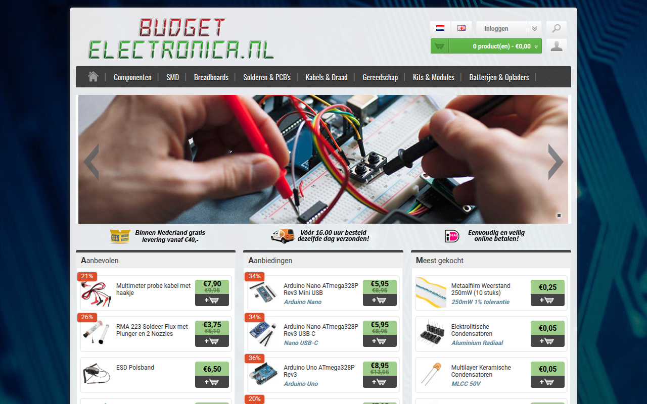 Screenshot van budgetelectronica.nl