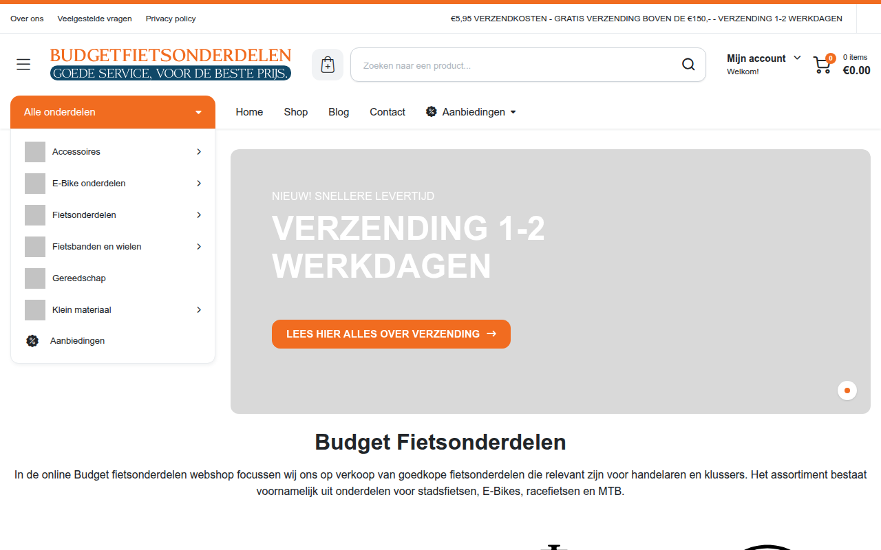 Screenshot van budgetfietsonderdelen.nl