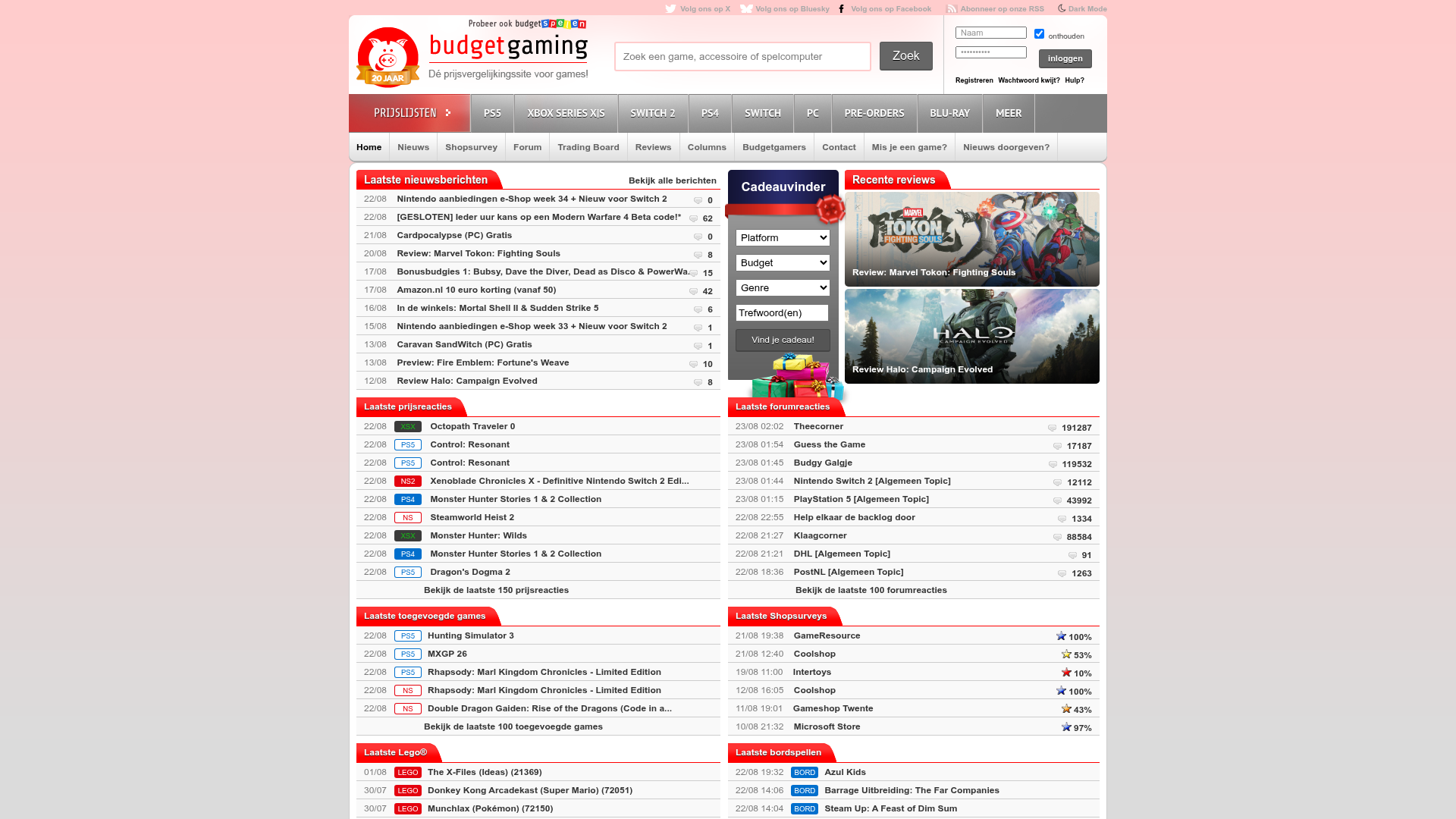 Screenshot van budgetgaming.nl