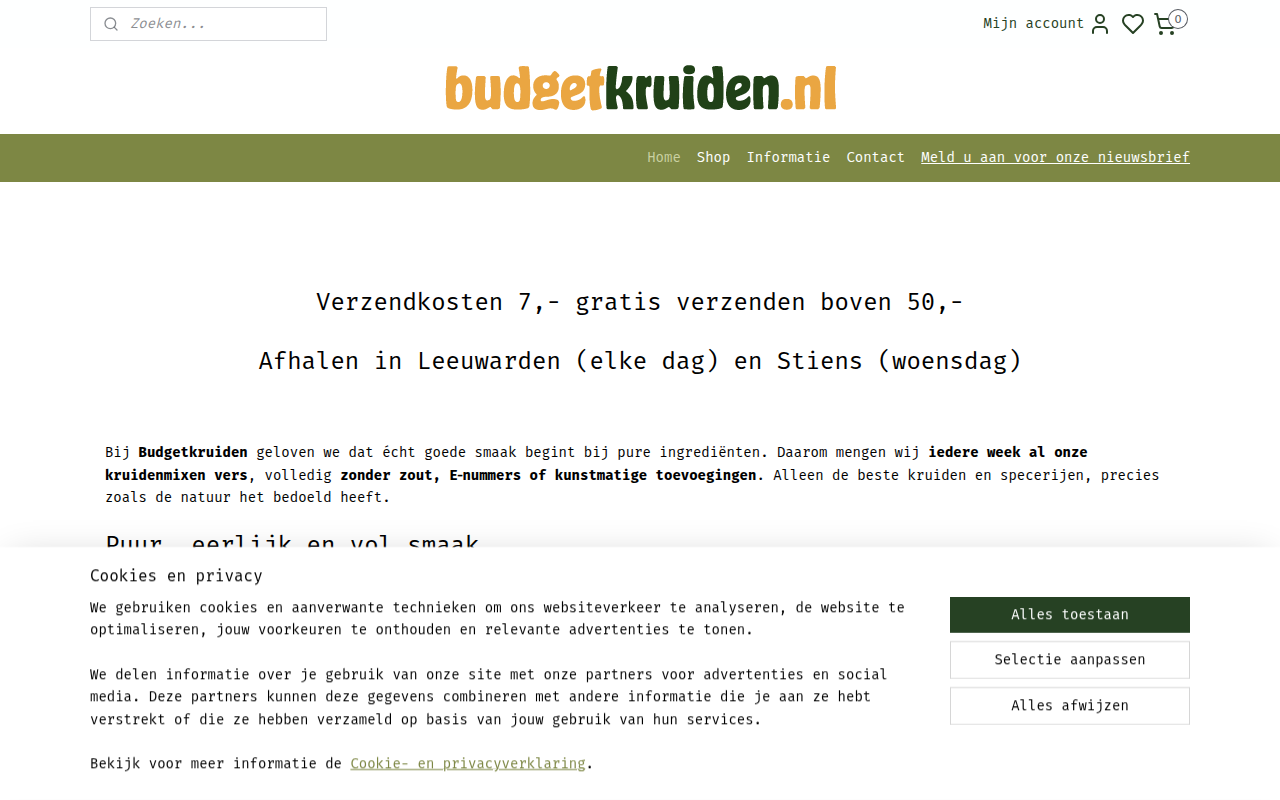 Screenshot van budgetkruiden.nl