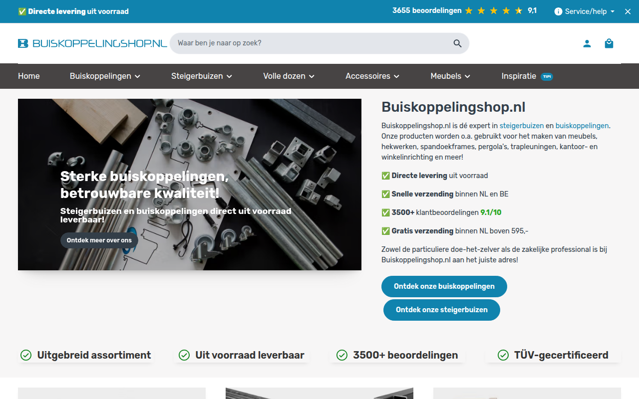 Screenshot van buiskoppelingshop.nl