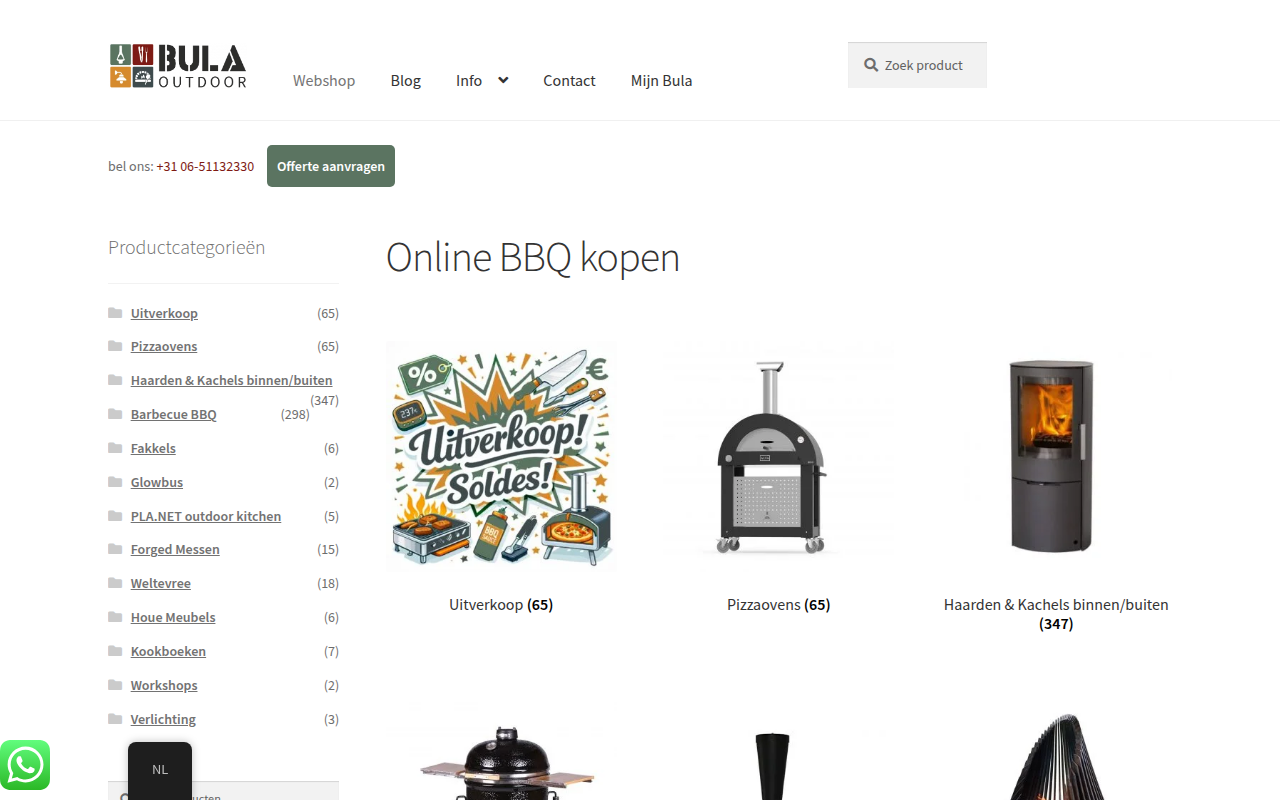 Screenshot van bulaoutdoor.nl