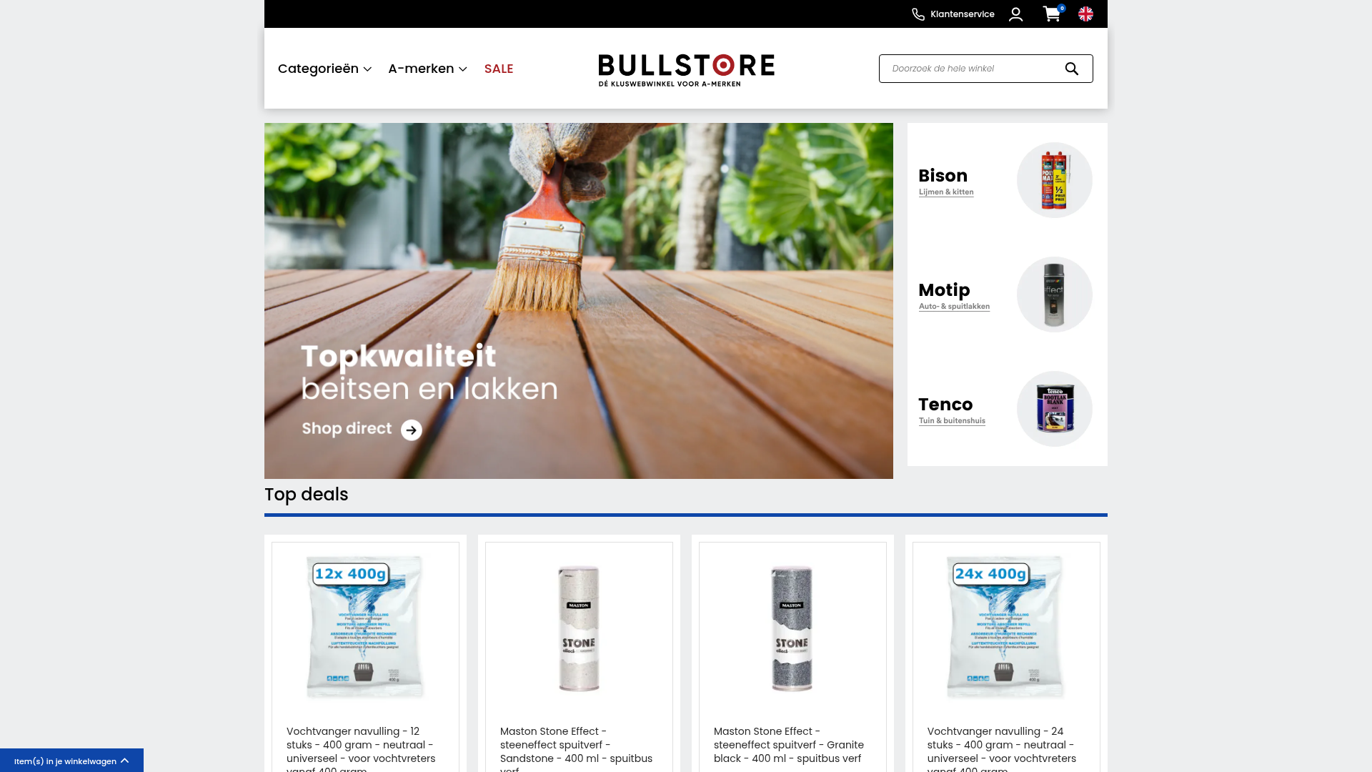 Screenshot van bullstore.nl