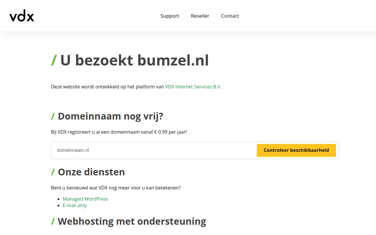 Screenshot van bumzel.nl