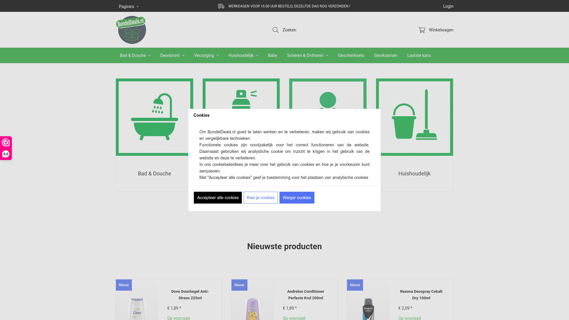 Screenshot van bundeldeals.nl
