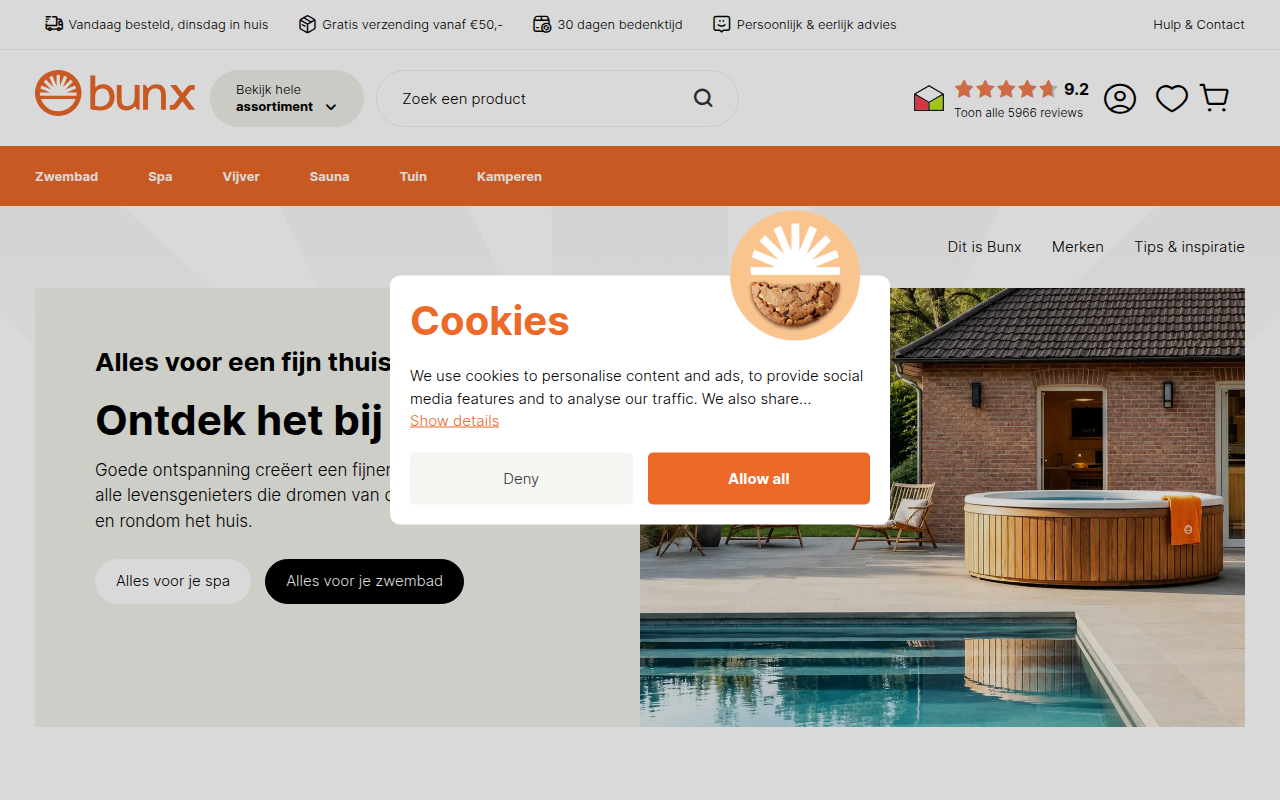 Screenshot van bunx.nl