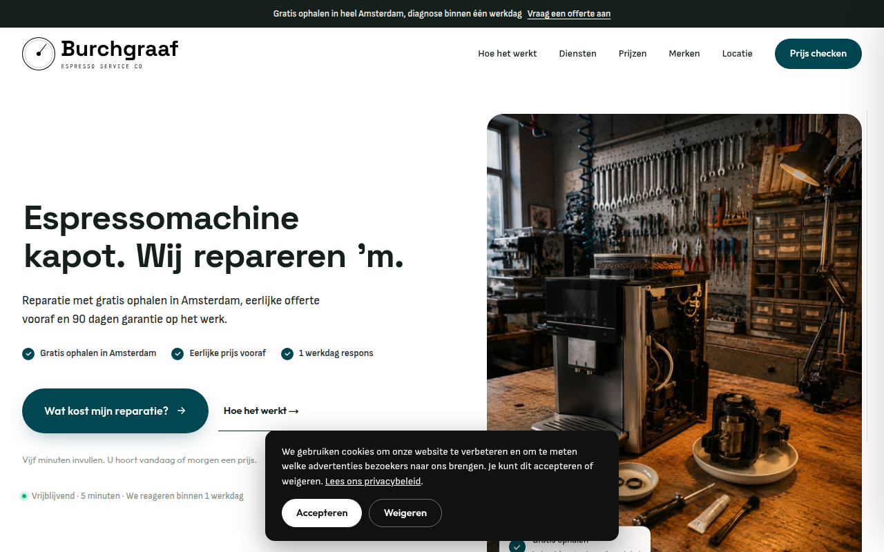 Screenshot van burchgraaf.nl