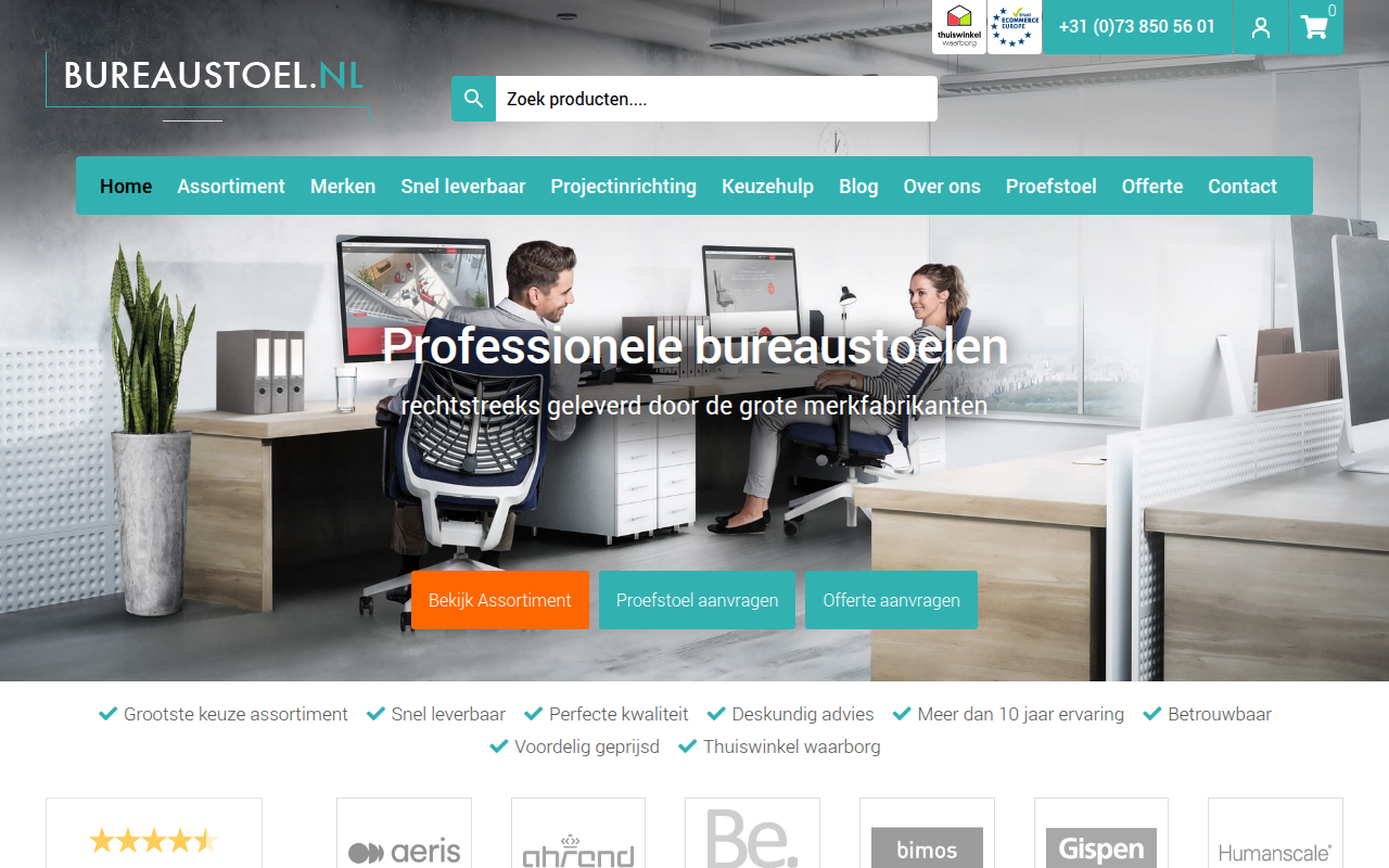 Screenshot van bureaustoel.nl
