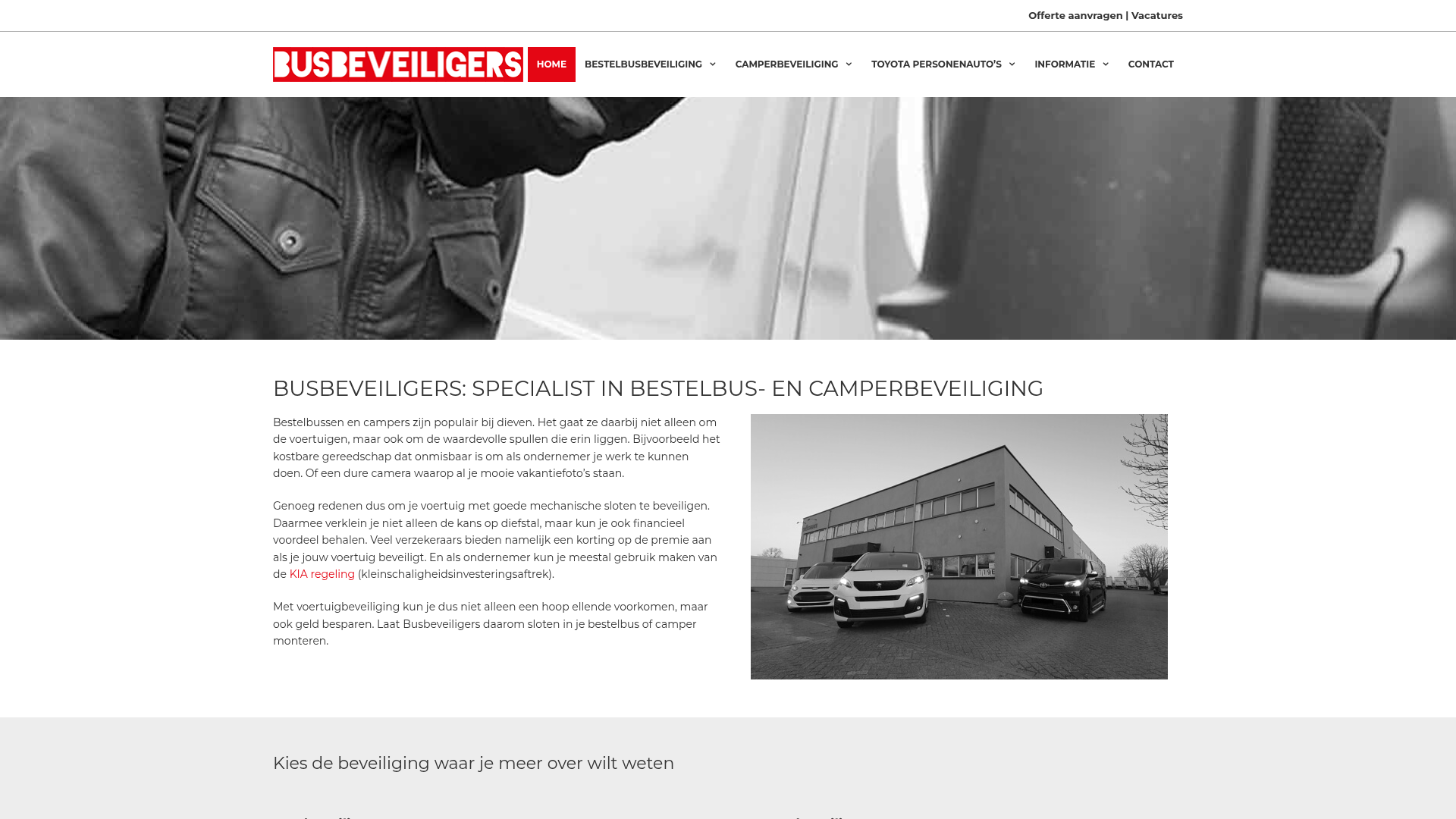 Screenshot van busbeveiligers.nl