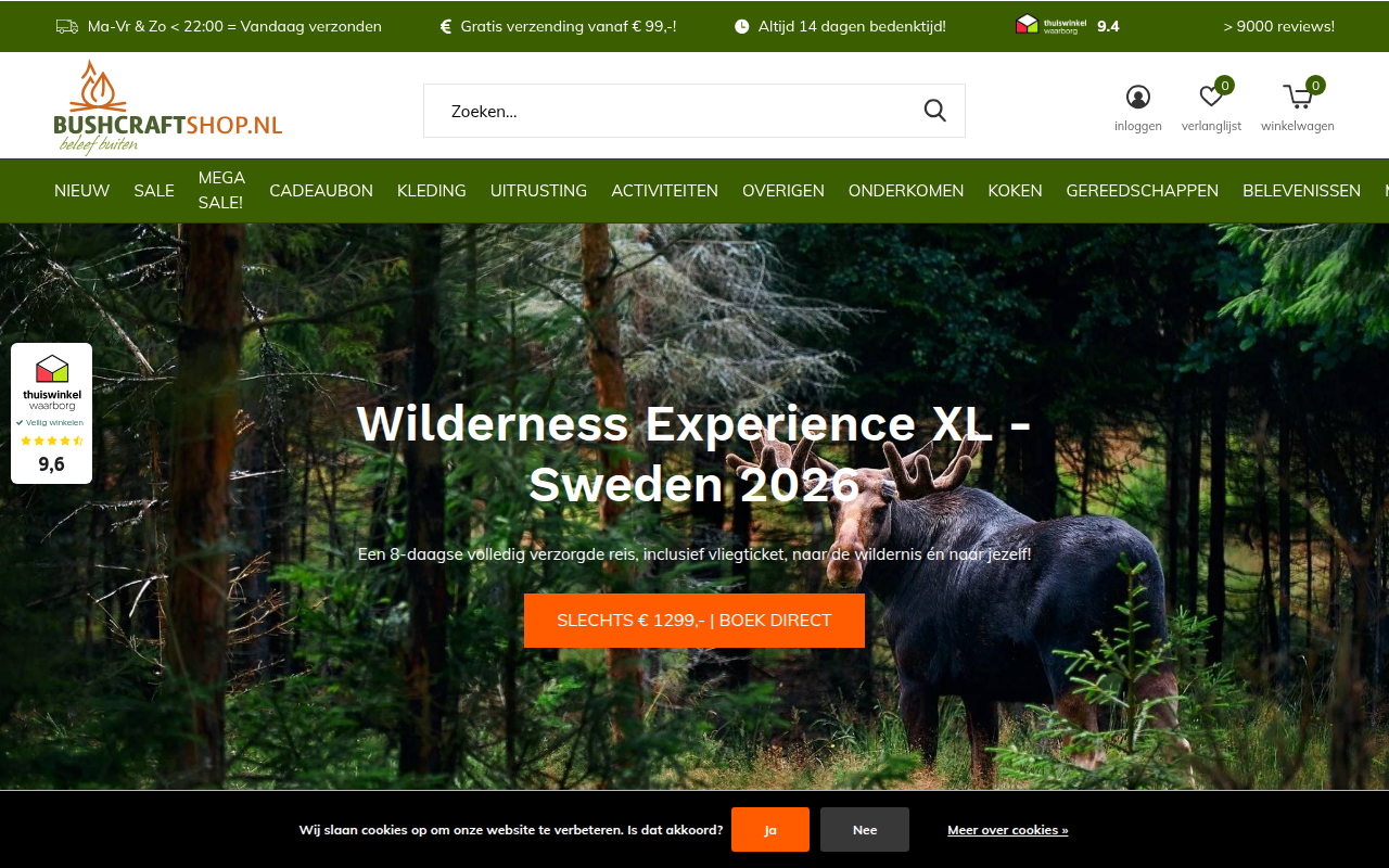 Screenshot van bushcraftshop.nl