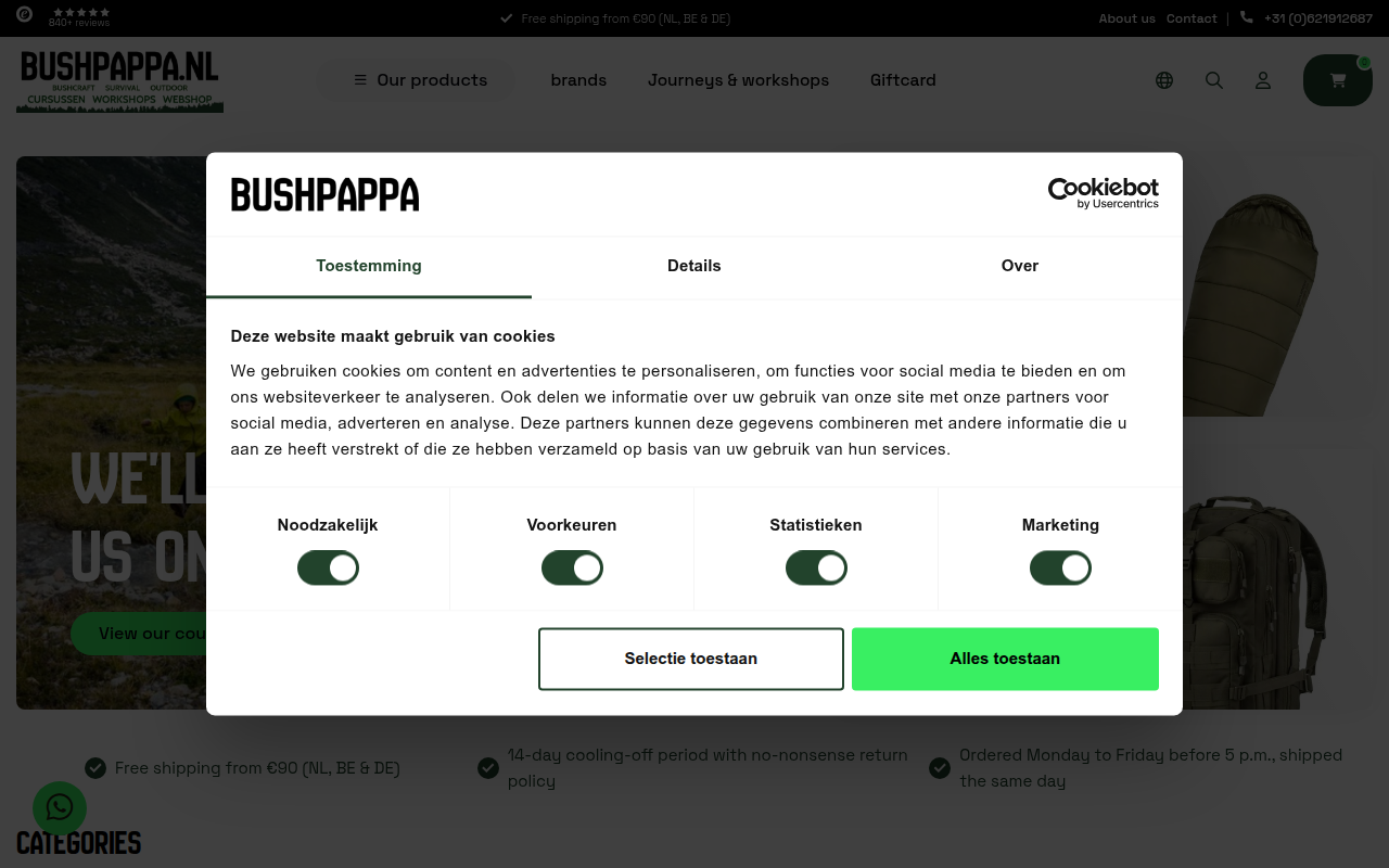 Screenshot van bushpappa.nl