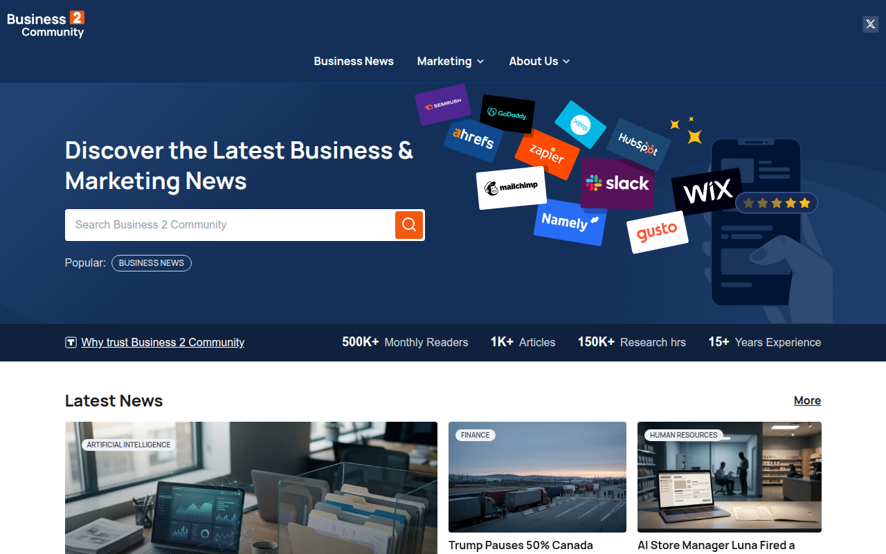 Screenshot van business2community.com