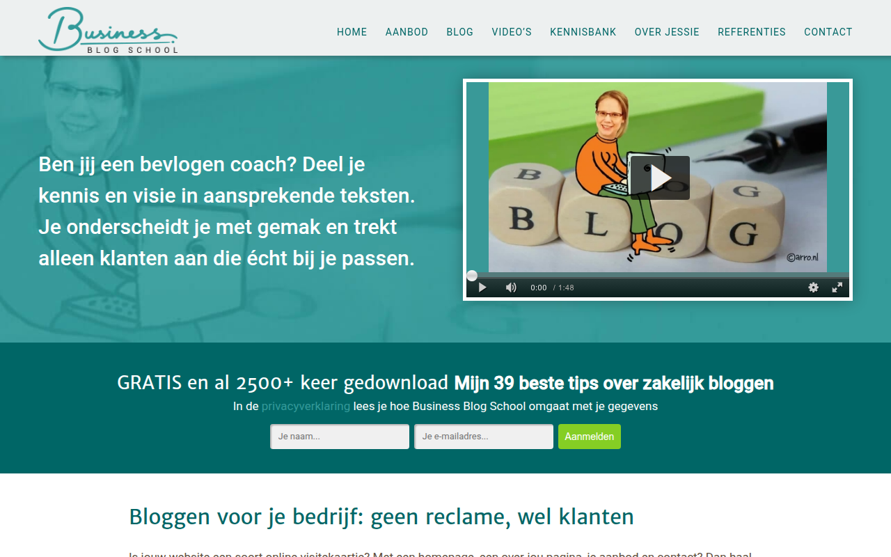 Screenshot van businessblogschool.nl