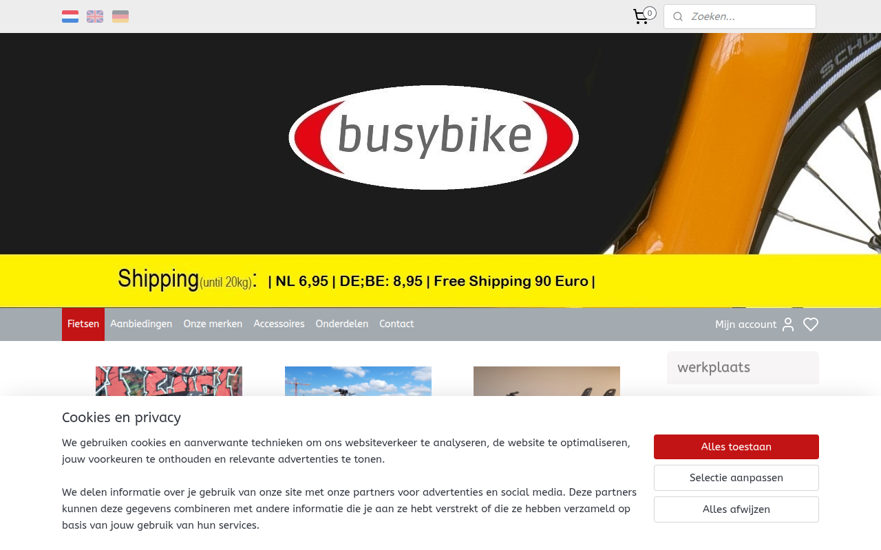 Screenshot van busybikeshop.com