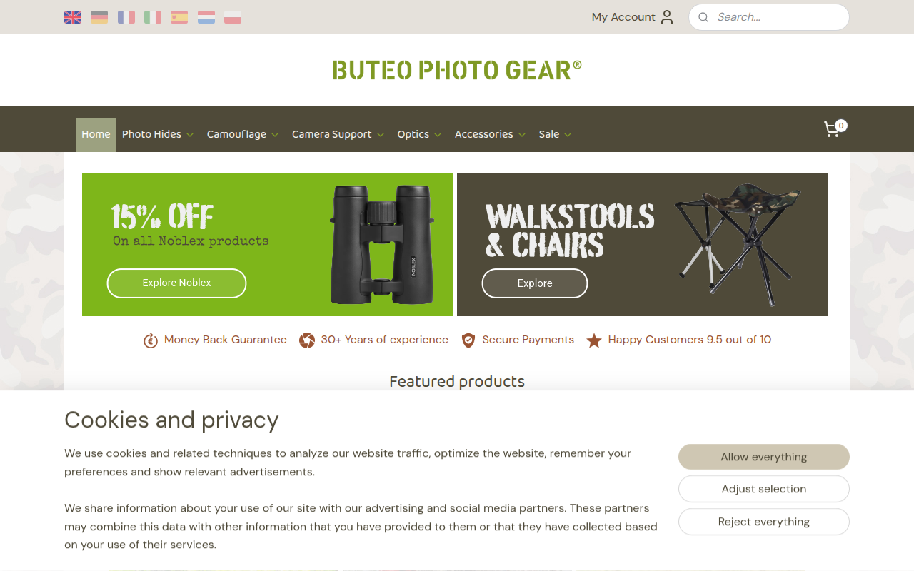 Screenshot van buteophotogear.com