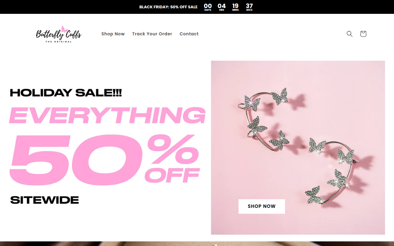 Screenshot van butterflycuffs.com