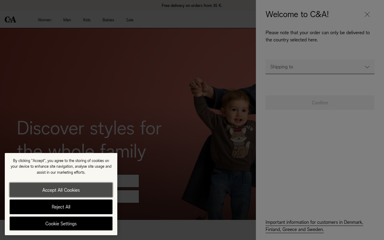 Screenshot van c-and-a.com