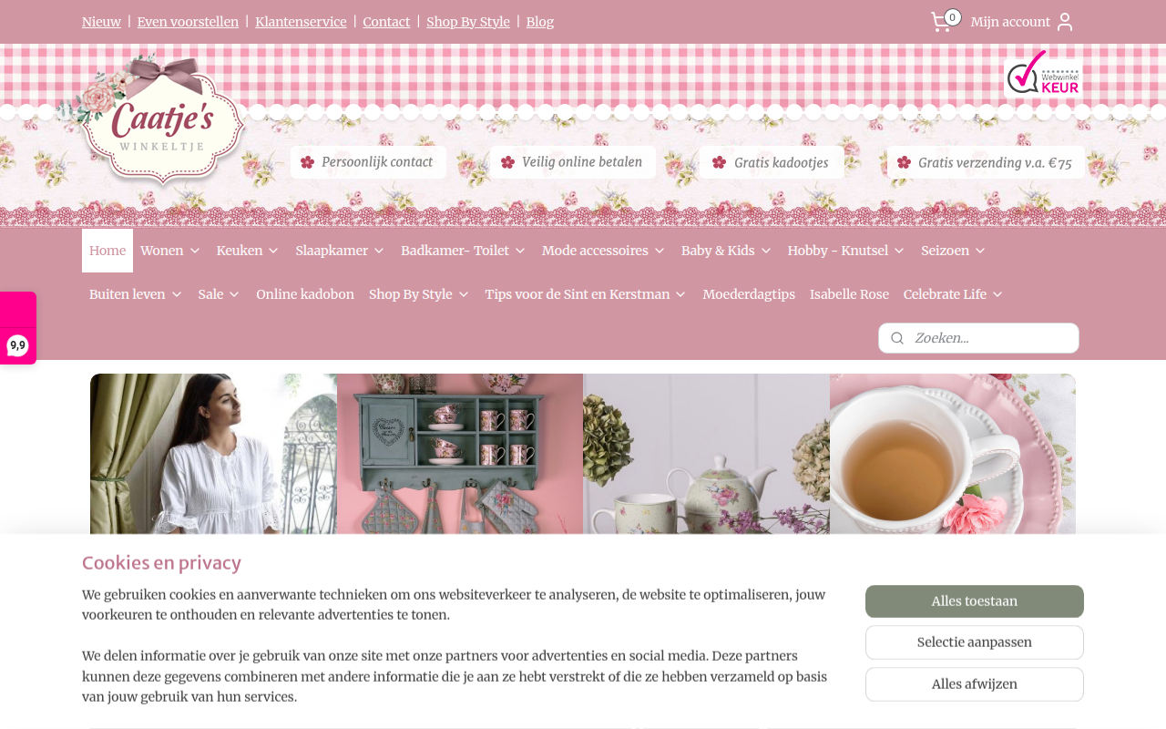 Screenshot van caatjeswinkeltje.nl