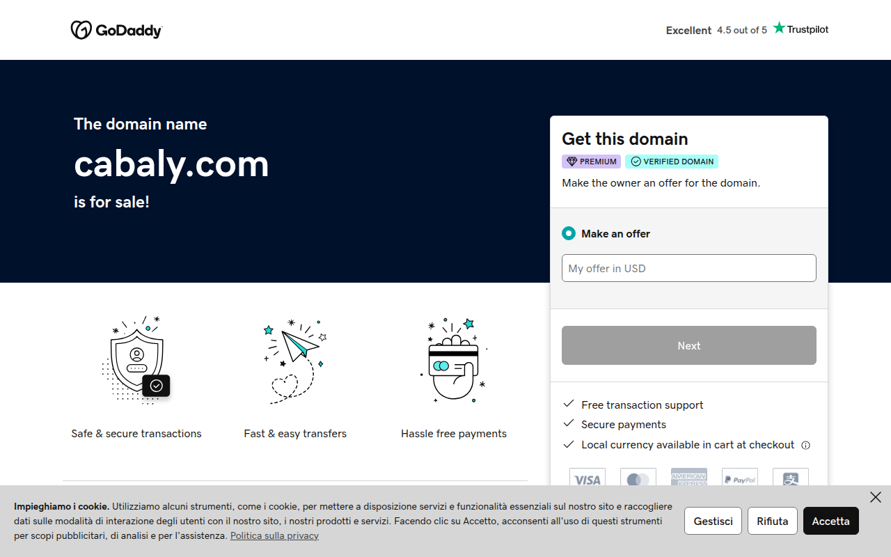 Screenshot van cabaly.com