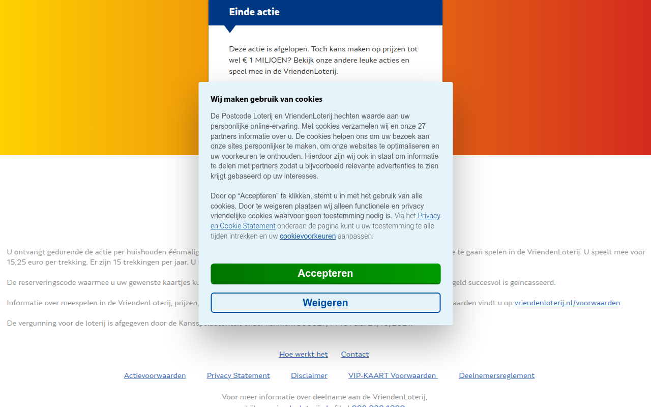 Screenshot van cadeau.vriendenloterij.nl
