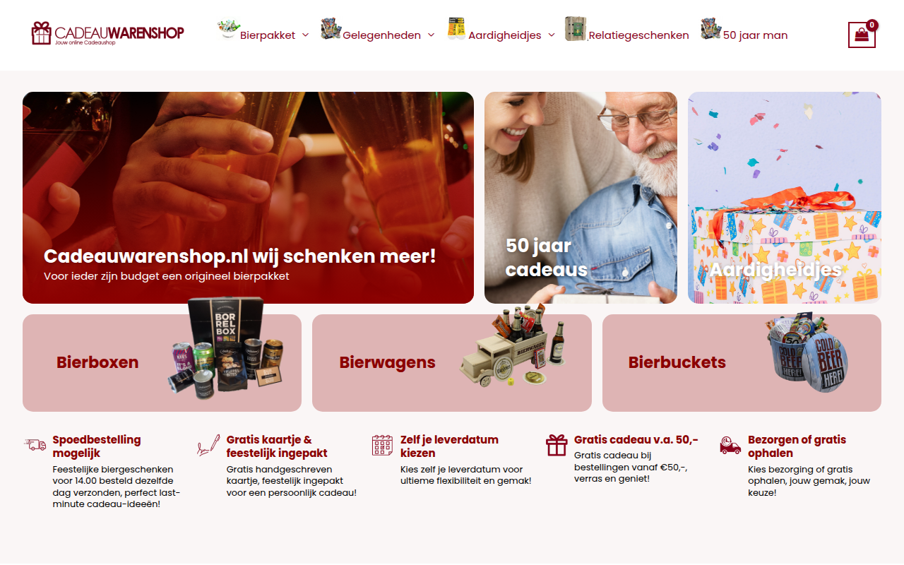 Screenshot van cadeauwarenshop.nl