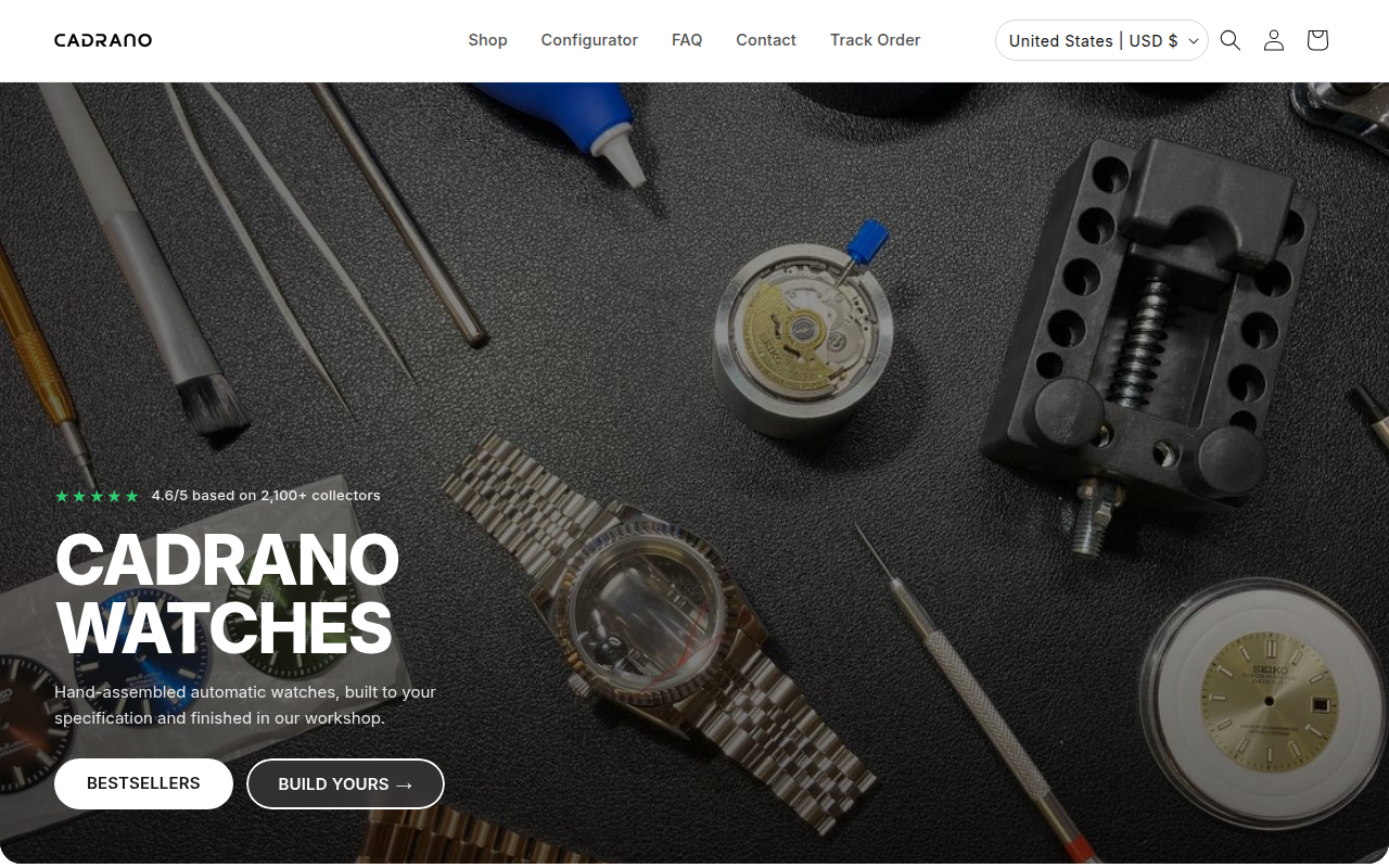 Screenshot van cadranowatches.com