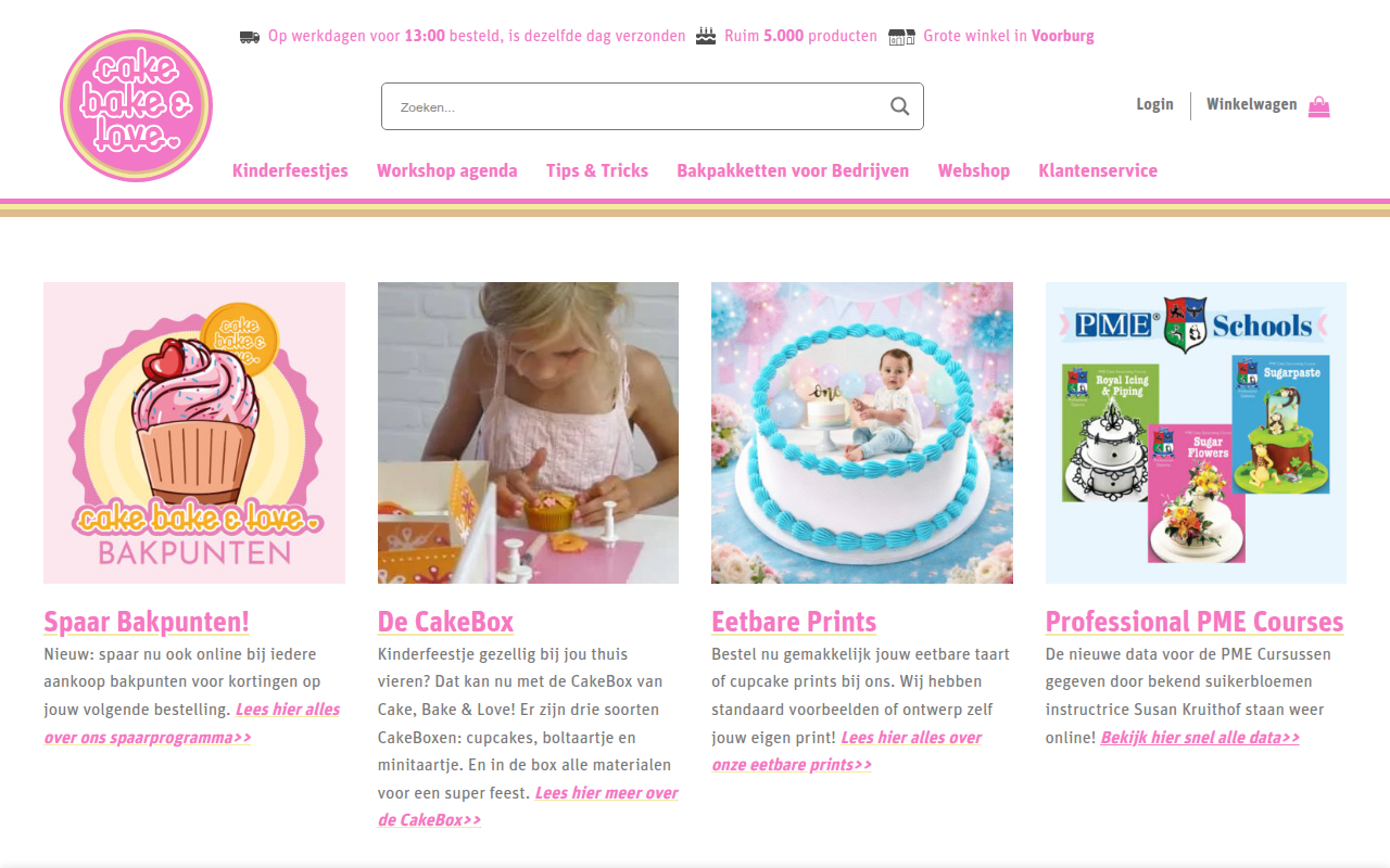 Screenshot van cakebakelove.nl