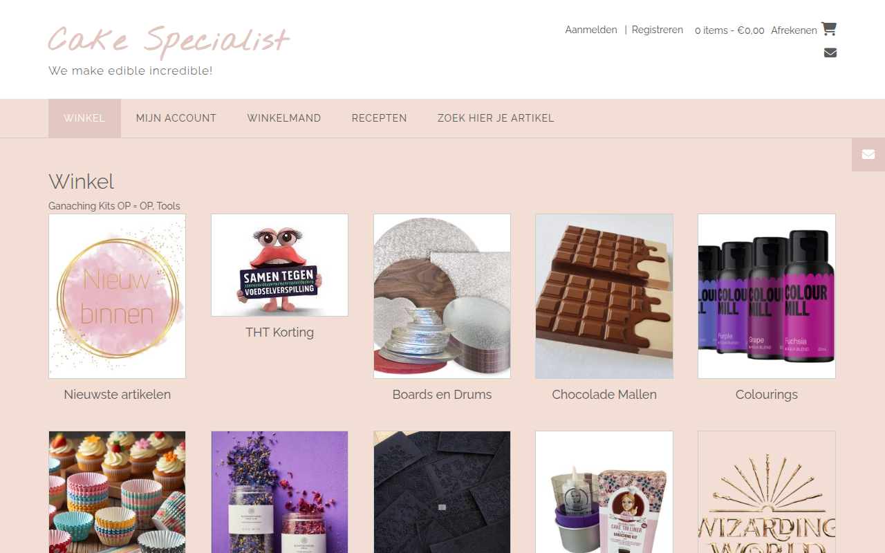 Screenshot van cakespecialist.nl