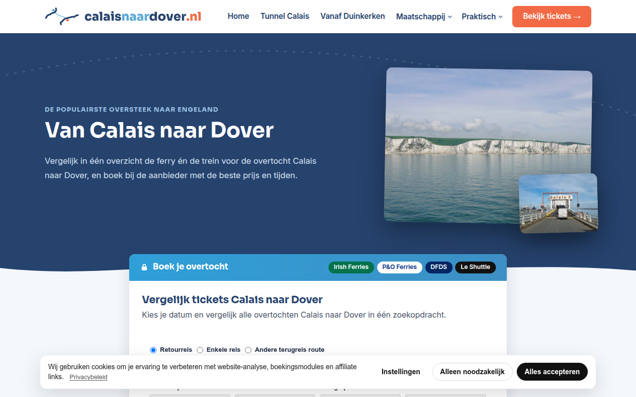 Screenshot van calaisnaardover.nl