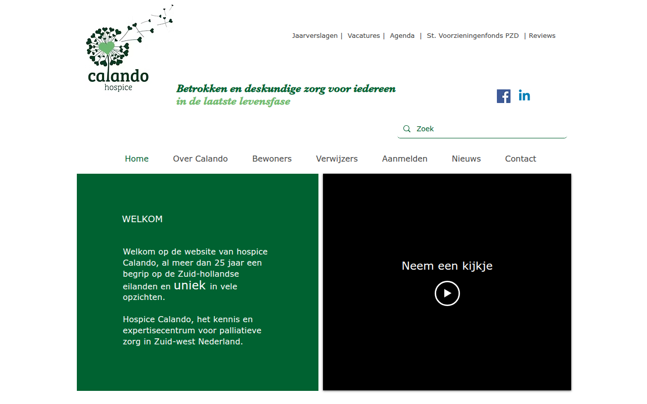 Screenshot van calando.nl