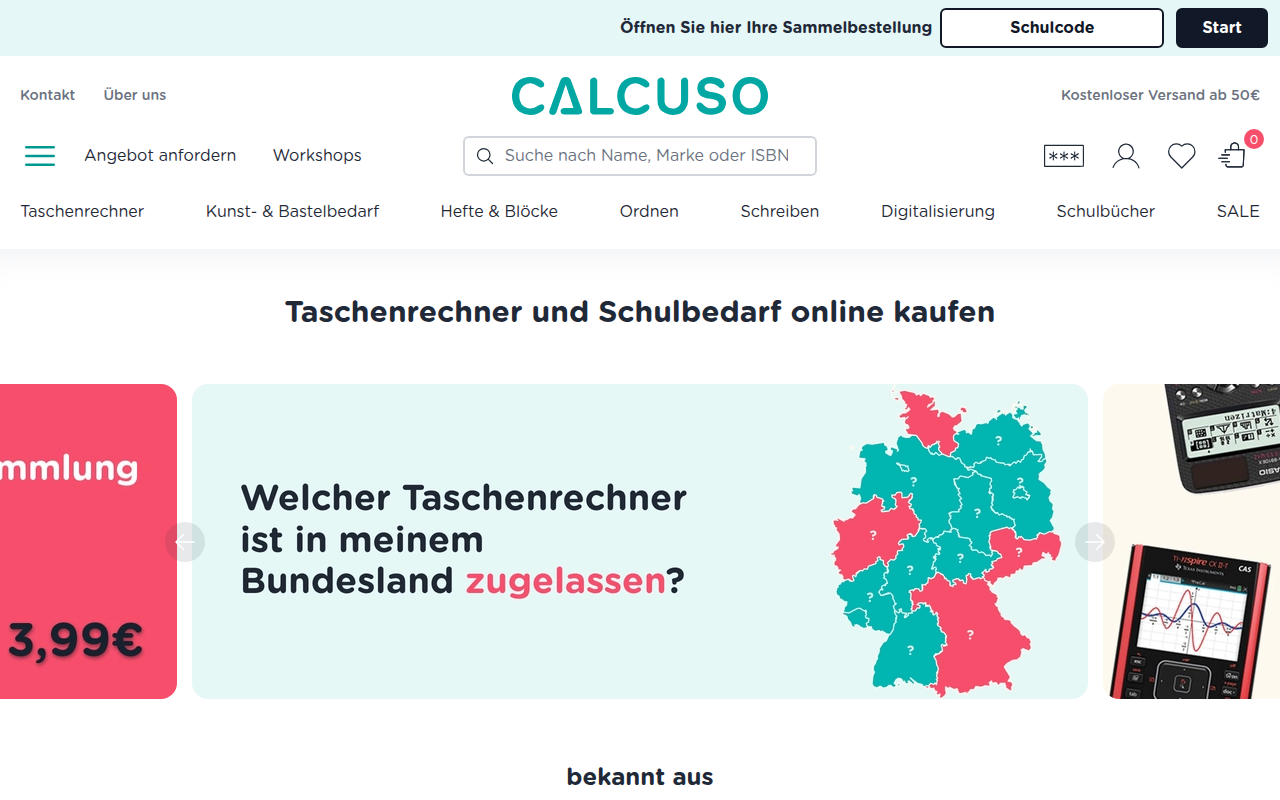 Screenshot van calcuso.de