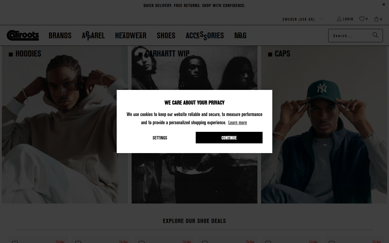 Screenshot van caliroots.com