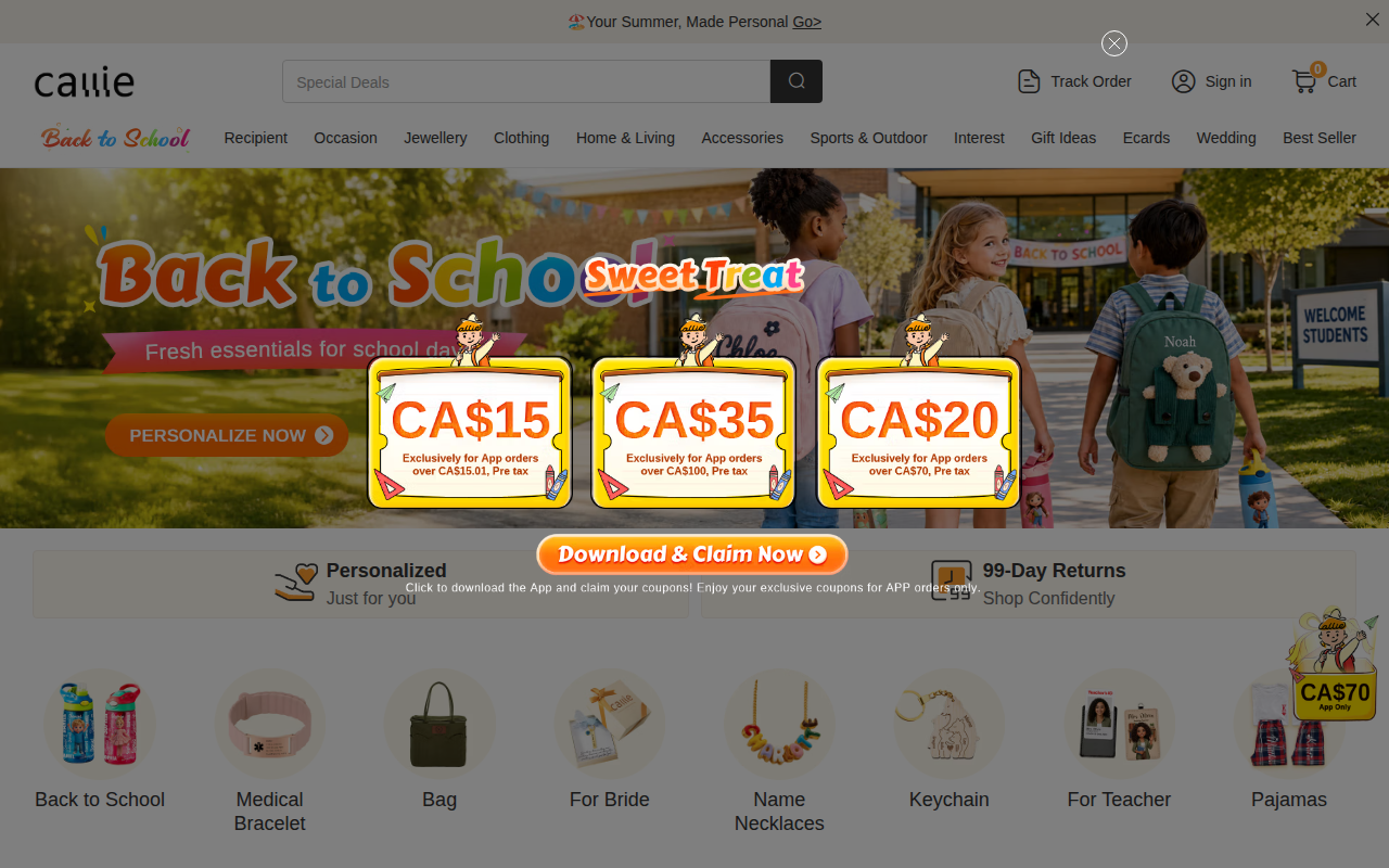 Screenshot van callie.com