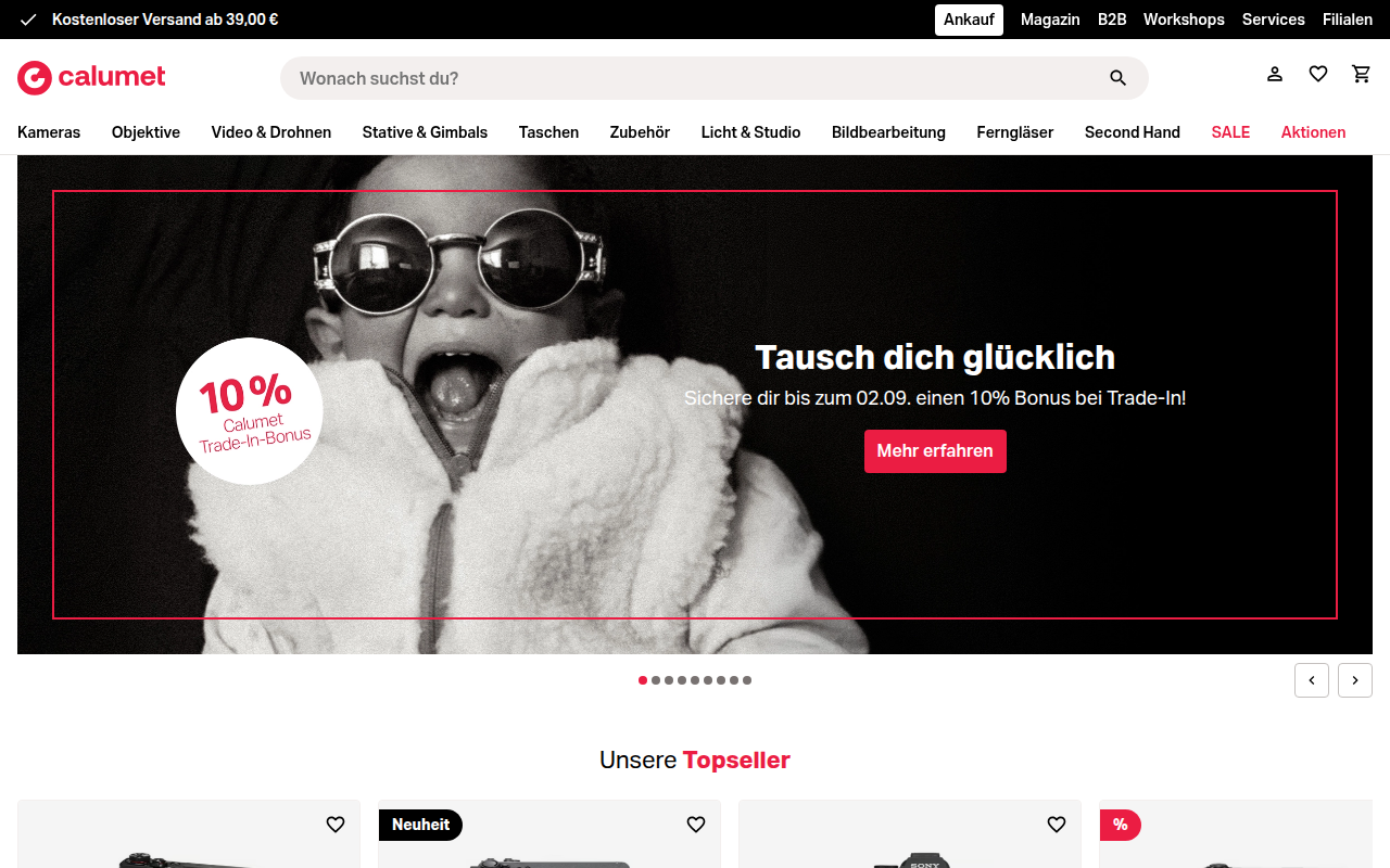 Screenshot van calumet.de