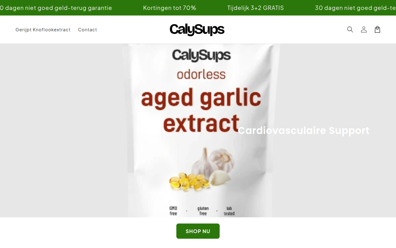 Screenshot van calysups.nl