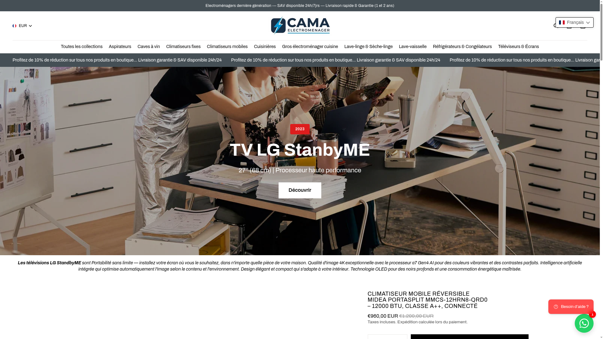 Screenshot van camaelectromenager.fr