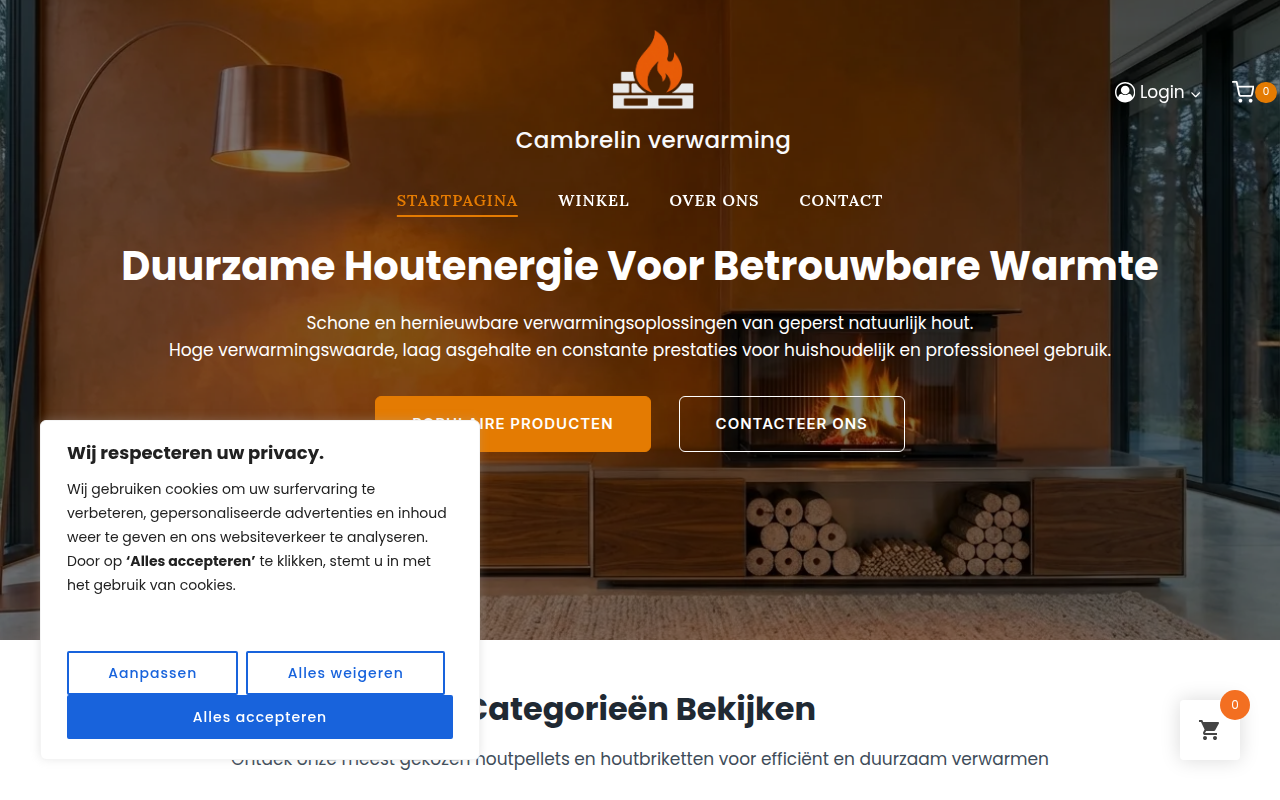 Screenshot van cambrelinverwarming.com