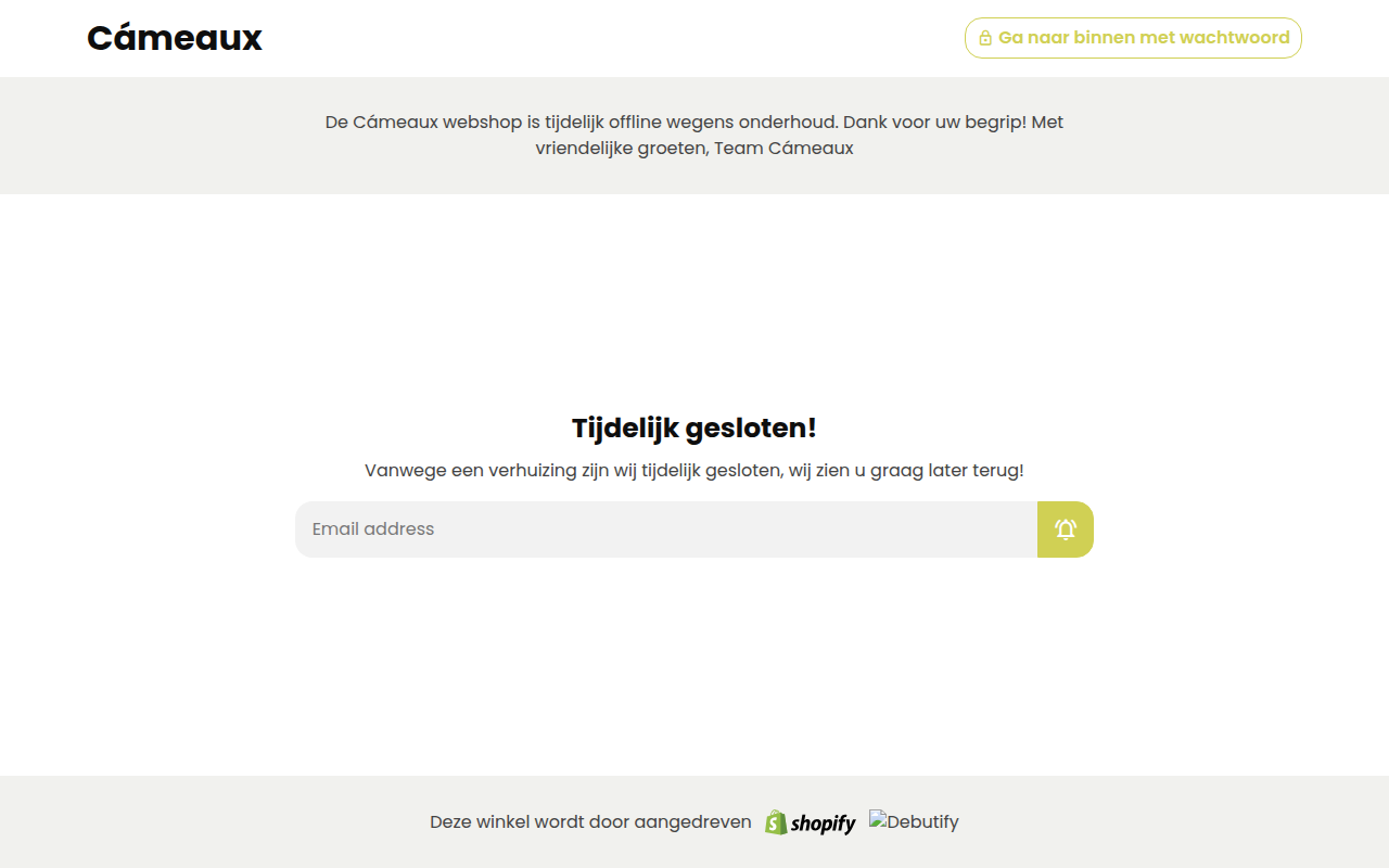 Screenshot van cameaux.nl