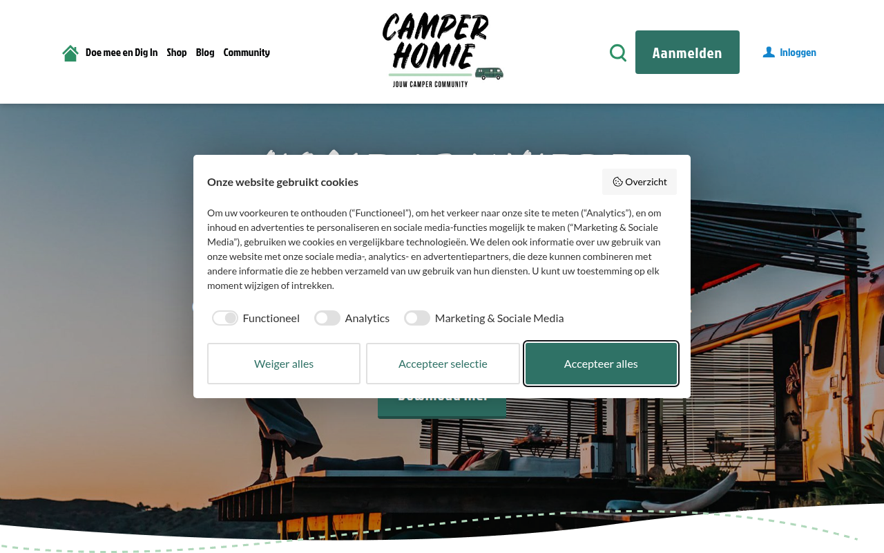 Screenshot van camperhomie.com