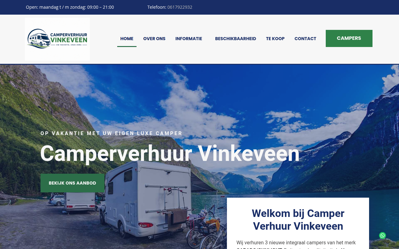 Screenshot van camperverhuurvinkeveen.nl