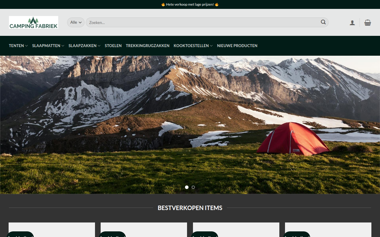Screenshot van campingfabriek.com