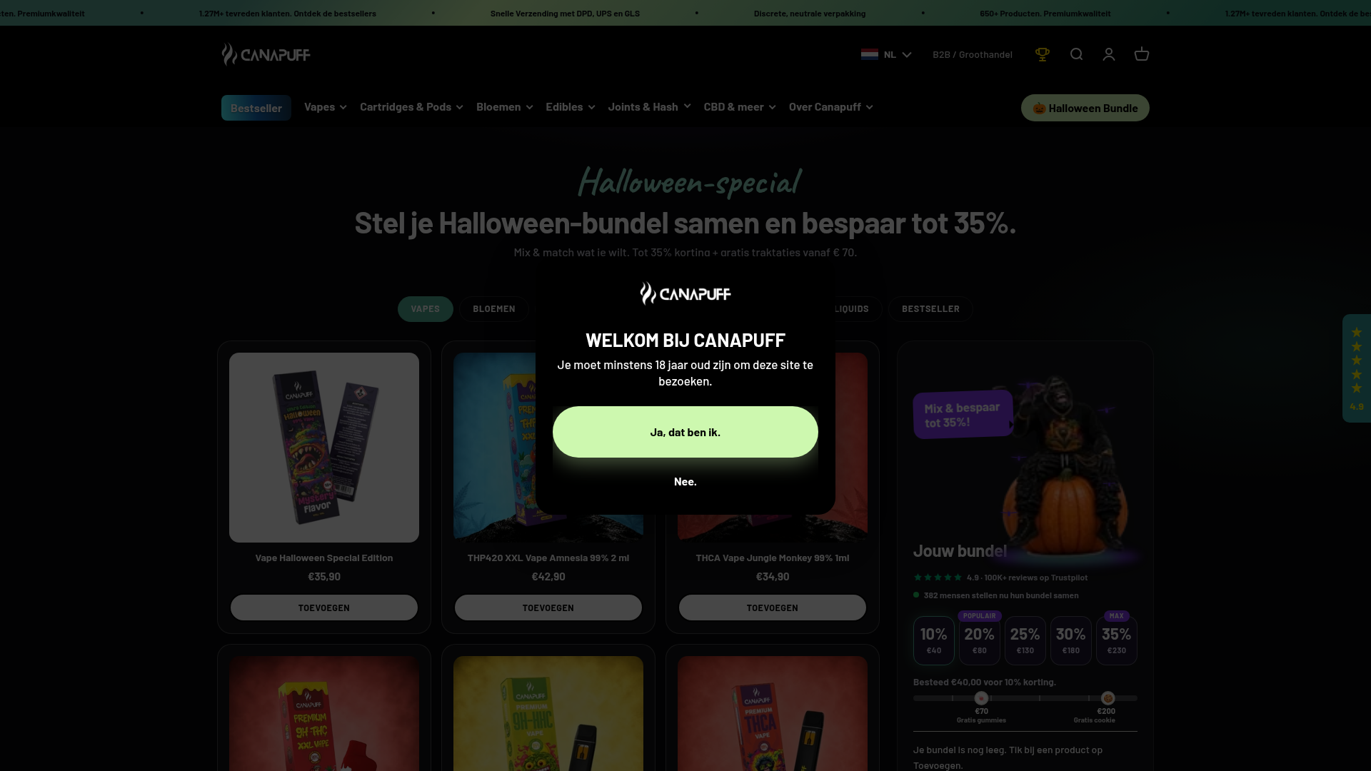 Screenshot van canapuff.nl