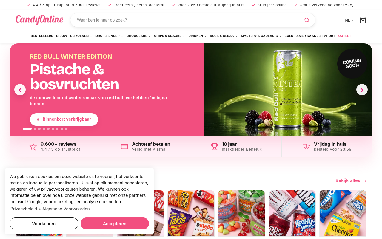 Screenshot van candyonline.nl
