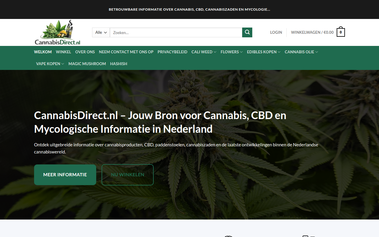 Screenshot van cannabisdirect.nl