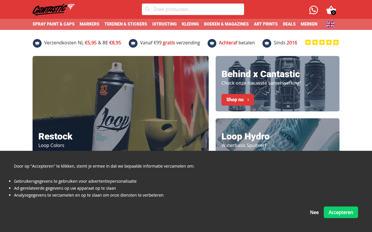 Screenshot van cantastic.nl