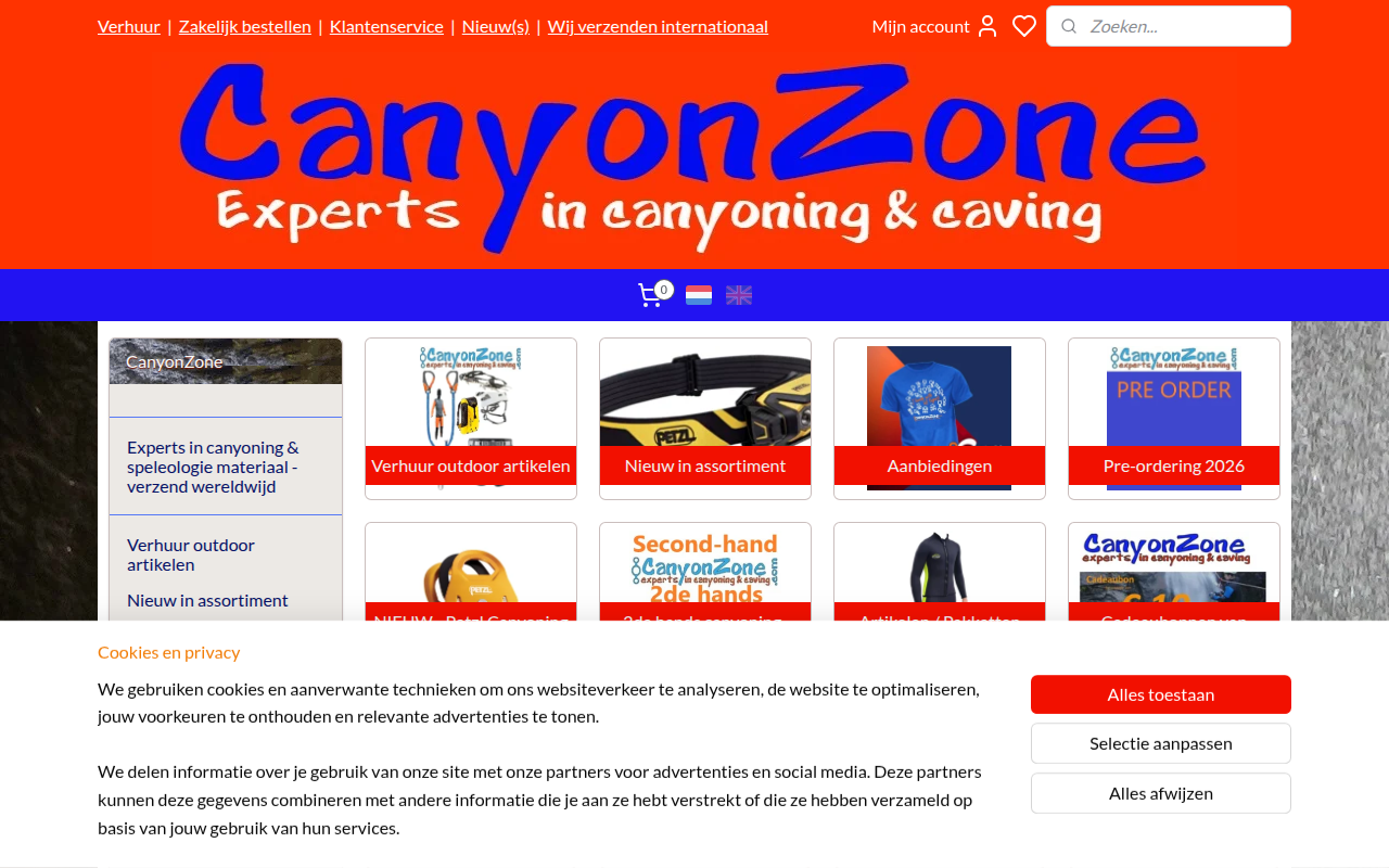 Screenshot van canyonzone.nl