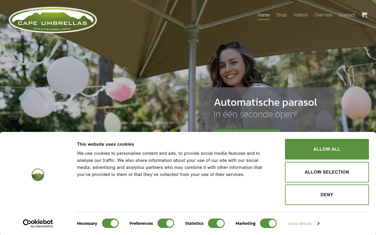 Screenshot van Cape Umbrellas Nederland