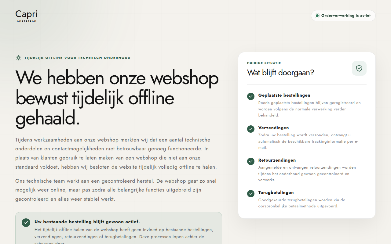 Screenshot van capri-amsterdam.com