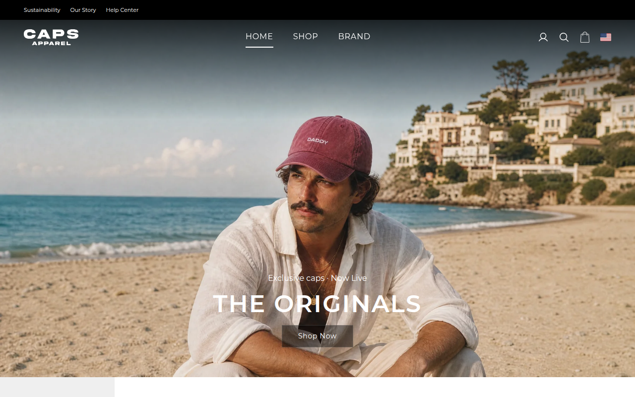 Screenshot van capsapparel.com
