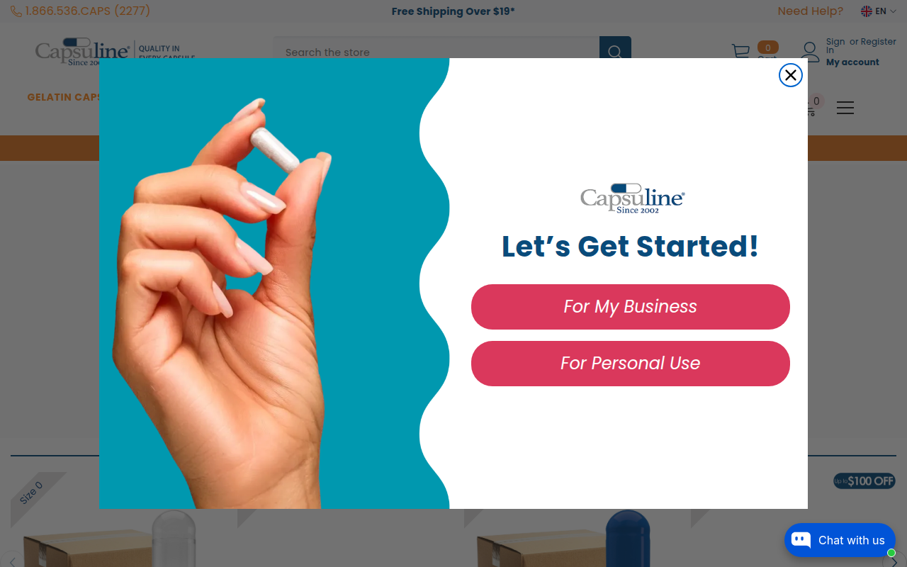 Screenshot van capsuline.com